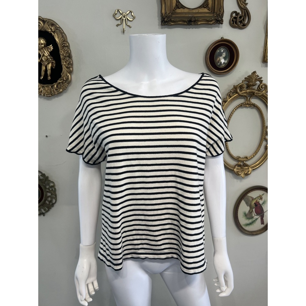 Apiece Apart New York Black & White Striped Short Sleeve Knit Top Size M